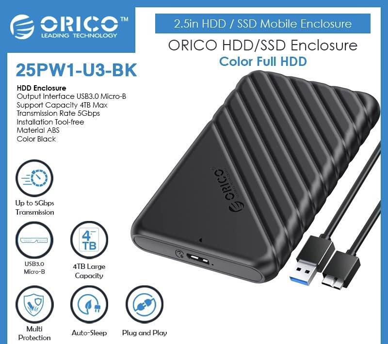 ORICO 2.5" HDD/SDD SATA External Enclosure Case USB 3.0 - HDD / SDD 2.5 inch External Case USB-3.0