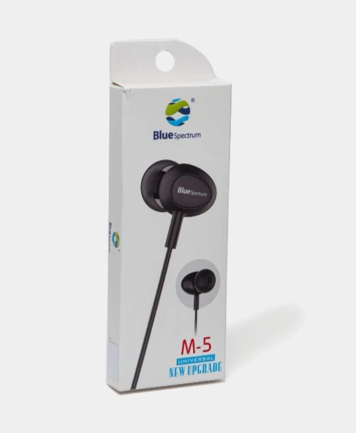 Original Blue Spectrum M5 Handfree Stereo Earphones High Base Hand Free Ear Phone For All Mobile Phone