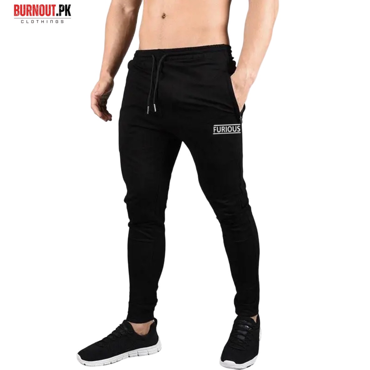 BURNOUT.PK NEW TRENDY SUMMER COLLECTION FURIOUS PRINTED BLACK TROUSER FOR MENS