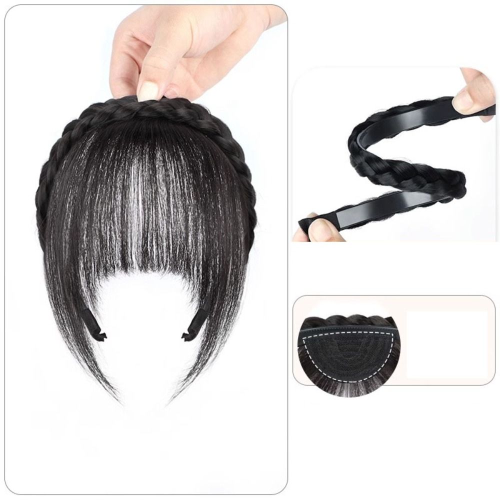Fashion 3D Natural Bangs Invisible Middle Part False Bangs Synthetic Clip-In Side Fringe Hairpieces Women