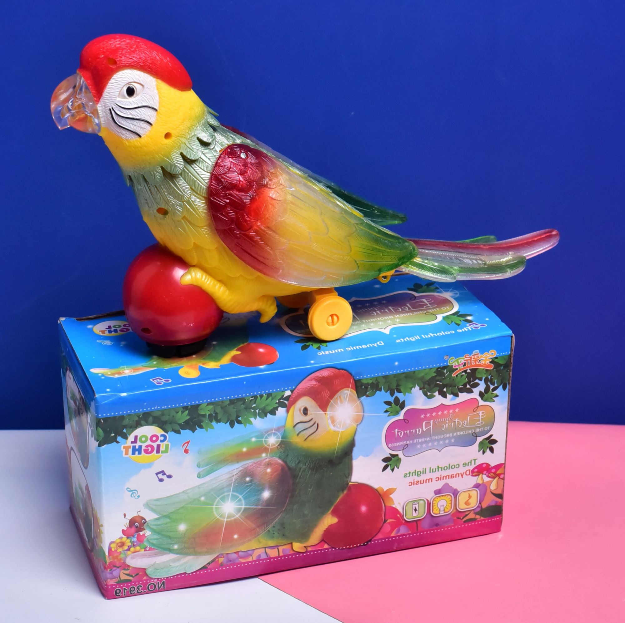 Parrot Model Toy Colorful Lighting and Dynamic Music Original Vocal Battery Operated