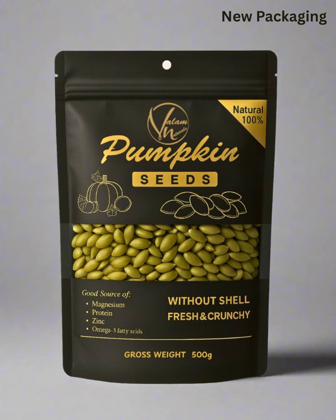 Premium Organic Pumpkin Seeds 450g - High Magnesium & Protein, Crispy & Fresh Snack