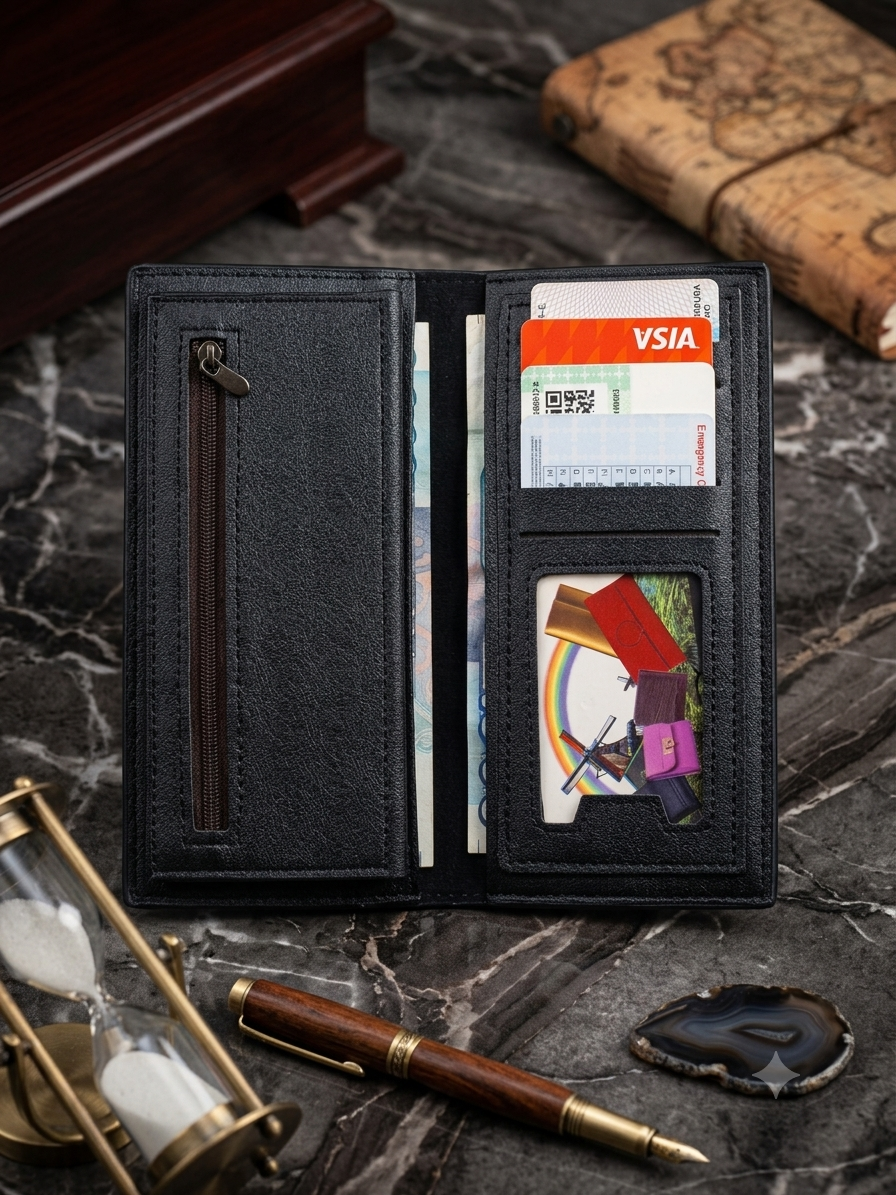 PU Leather Long Bifold Wallet For Men /Multicard Holder  With Zipper Pocket / Wallet For Men