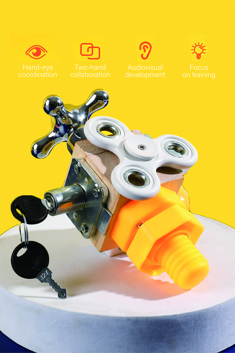 Kids Busy Cube Wooden Fidget Toy Cube Montessori Educational Baby Travel Toys Learning Basic Life Skills Sensory Busy Boards