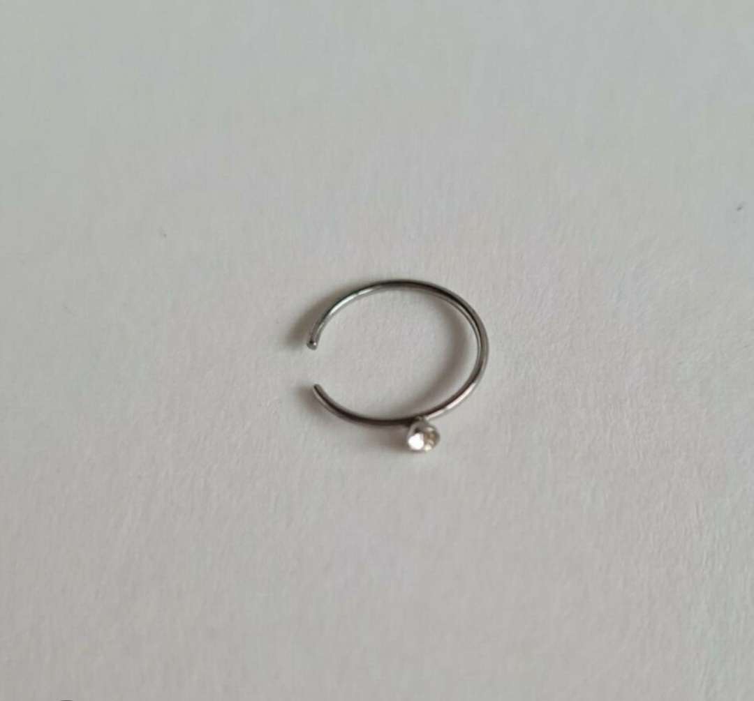 Nose ring| Stainless silver nose ring |Stone Nose ring | Small hoop nose ring| No piercing nose ring