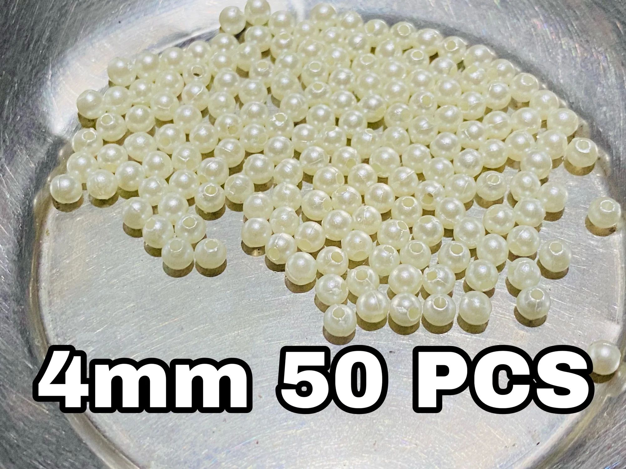 Pick Size 4mm, 6mm,10mm and 14mm Off White Shell Pearl Beads Round