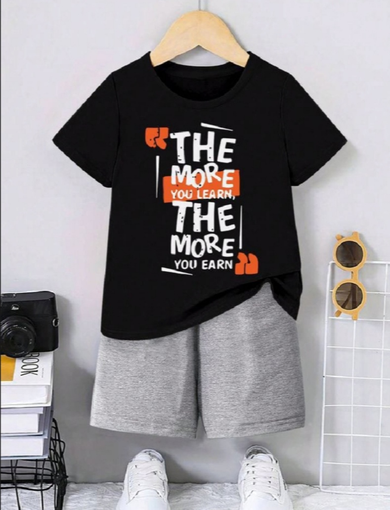 T-shirt And Short Pant For Kids Baby Boys And Baby Girls Round Neck Short Sleeves Tee Tops Clothes Sets Dresses Outfit Suit For Unisexual Jannat Place