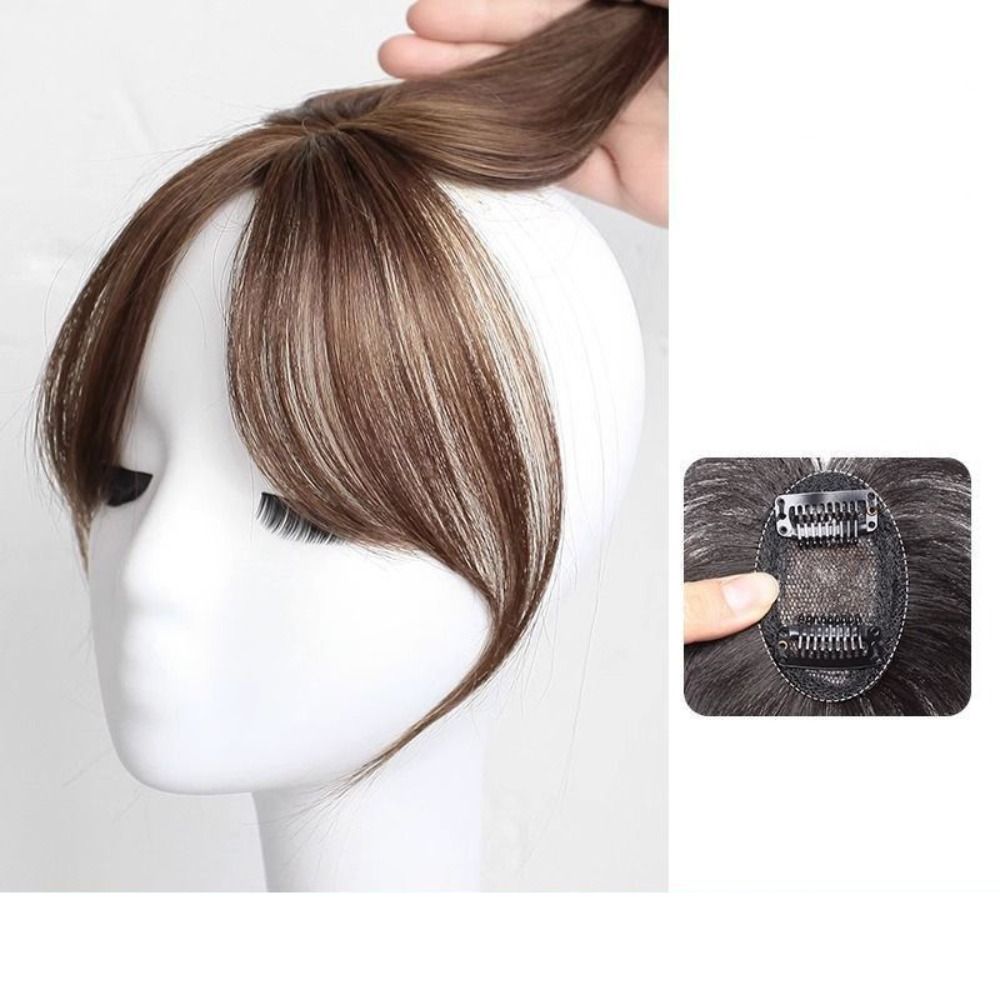 Fashion 3D Natural Bangs Invisible Middle Part False Bangs Synthetic Clip-In Side Fringe Hairpieces Women