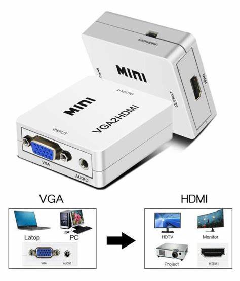 VGA To HDMI Adapter Output 1080P VGA Male to HDMI Female Audio Video Cable Converter