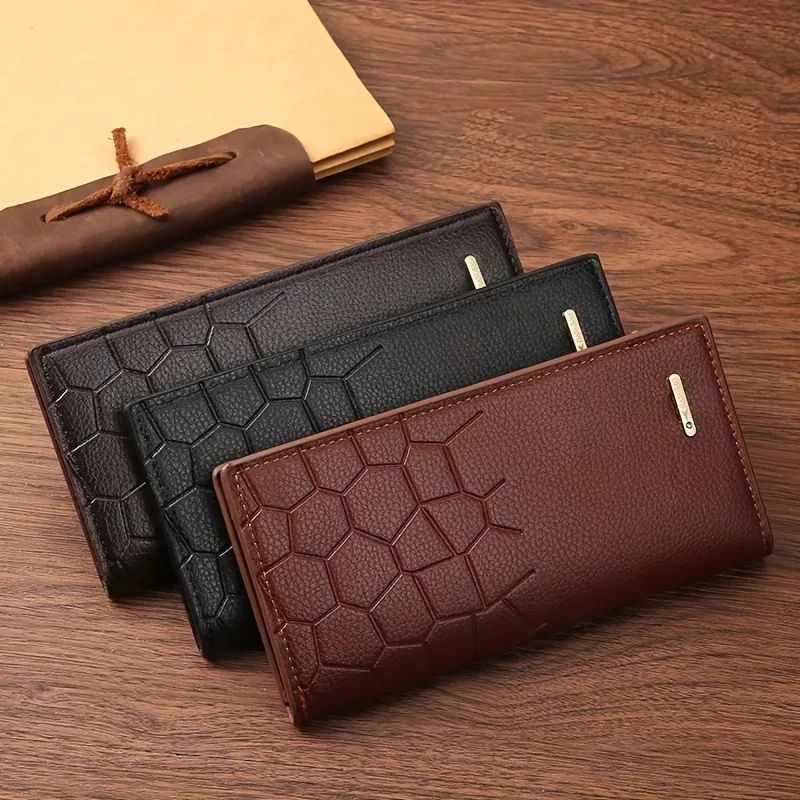 Premium PU Leather Slim Long Clutch Wallet for Men - Business Style with Coin Purse & Card Holder