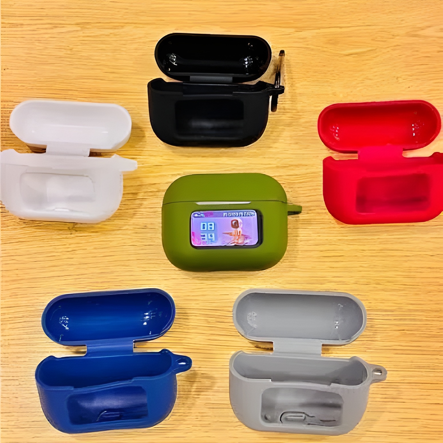 A9 LCD Earbuds Case Cover – Soft Silicone Protective Case with Keychain for A9 Touchscreen Wireless Earbuds – Shockproof, 360° Full Body Protection – Anti-Slip, Dustproof Skin – Available in Multiple Colors