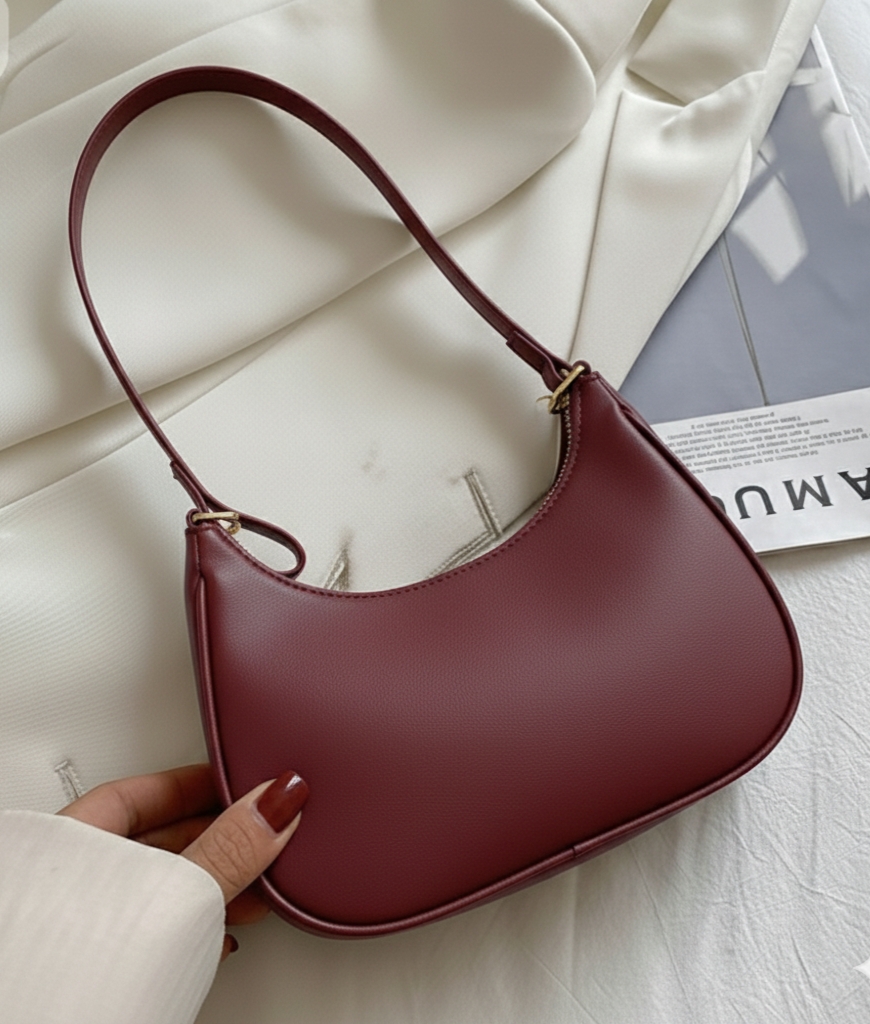 Korean Style Solid Multicolor Color Shoulder Bag for Women | Elegant Underarm Hobo Clutch | Casual Trendy Crescent Purse For Women