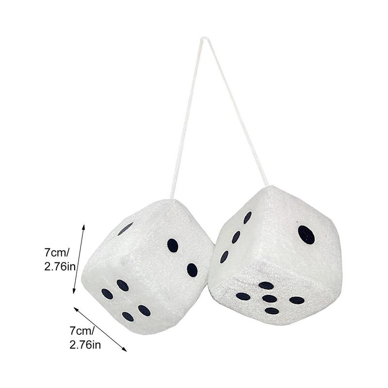 Fuzzy Dice For Car Mirror Auto Rear Mirror Plush Dice Soft And Fuzzy Car Charm Interior Ornament For Sedan Truck SUV Hangable