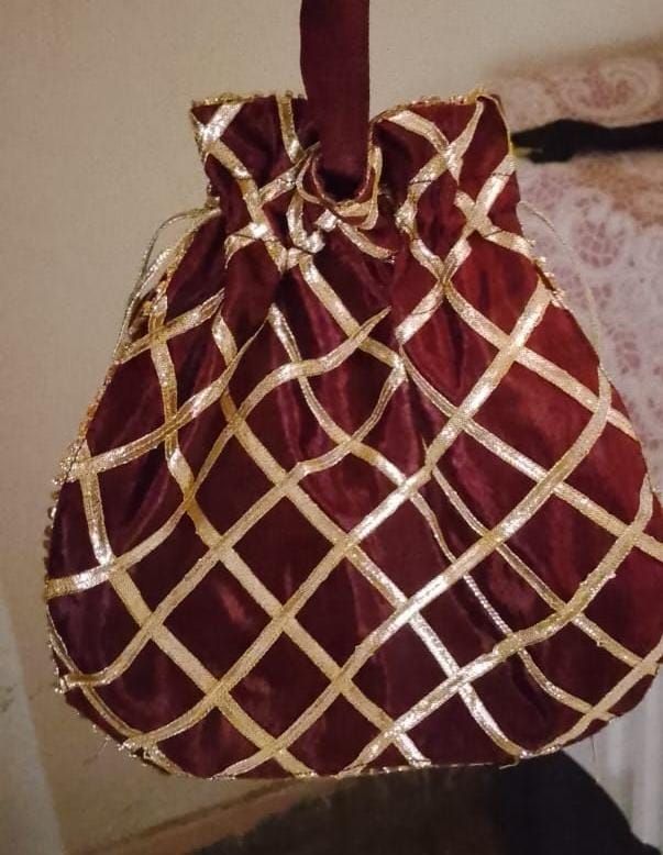 Fancy embroidered clutch/potli bag for wedding parties designer traditional potli gol bag with Handmade Gota work