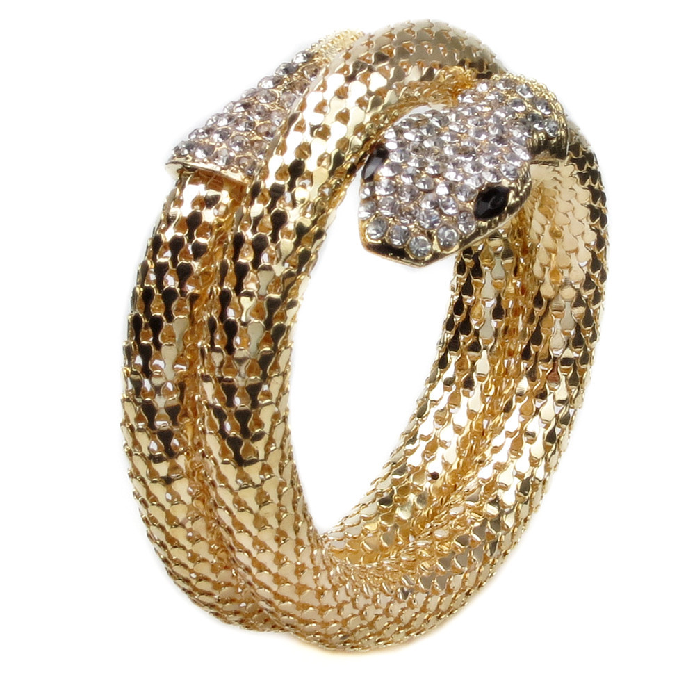 Fashion Street Hip Hop Popular Exaggerated Hollow Crystal Snake Charm Bracelets Bangles for Women Jewelry
