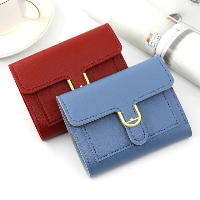 Women's PU Leather Short Clutch Wallet with Card Holder Mini Purse