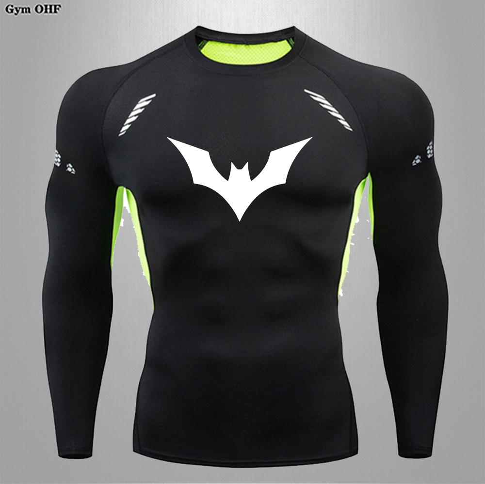 Sun Protection Sports Second Skin Running T-shirt Men's Compression Shirt Gym Workout Clothing Mens Sport Tight Sweatshirt Bat