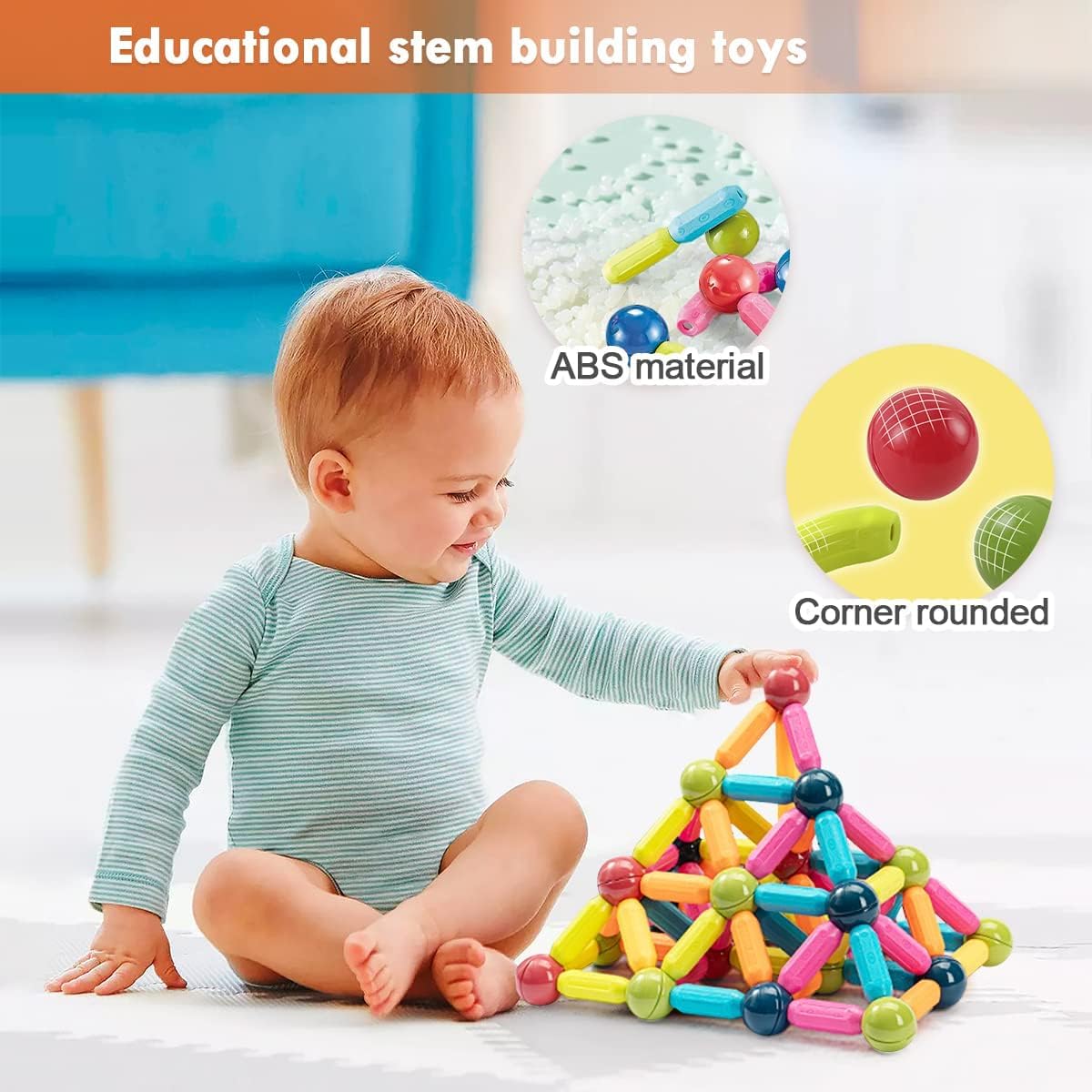 Learning Boys Girls Toys Age 4-5,Magnetic Blocks Magnet Toys for Toddlers 1-3,Magnetic Balls and Rods Set Educational Magnet Building Blocks,Kids Toys for 3+ Year Old Gifts(25pcs)