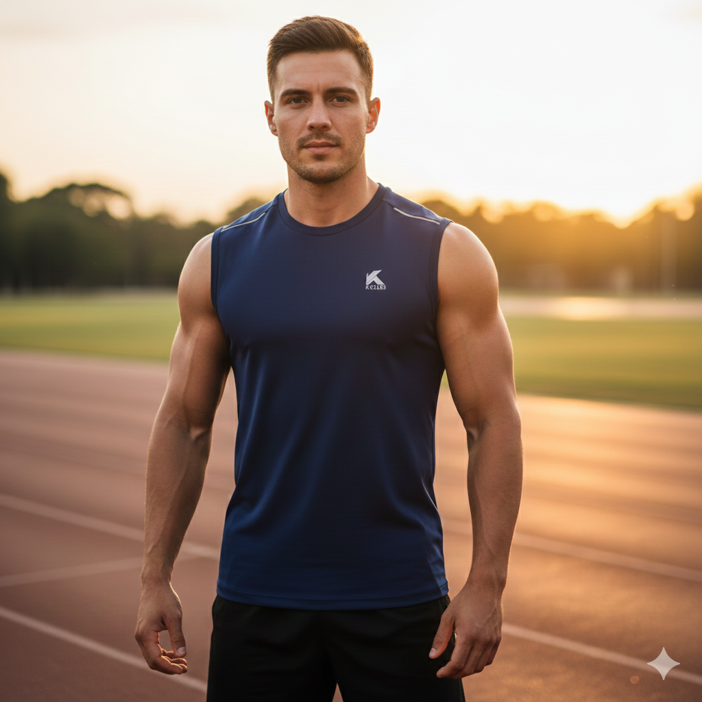 K Club Sleeveless Gym / Sports Tank Top Classico Blue