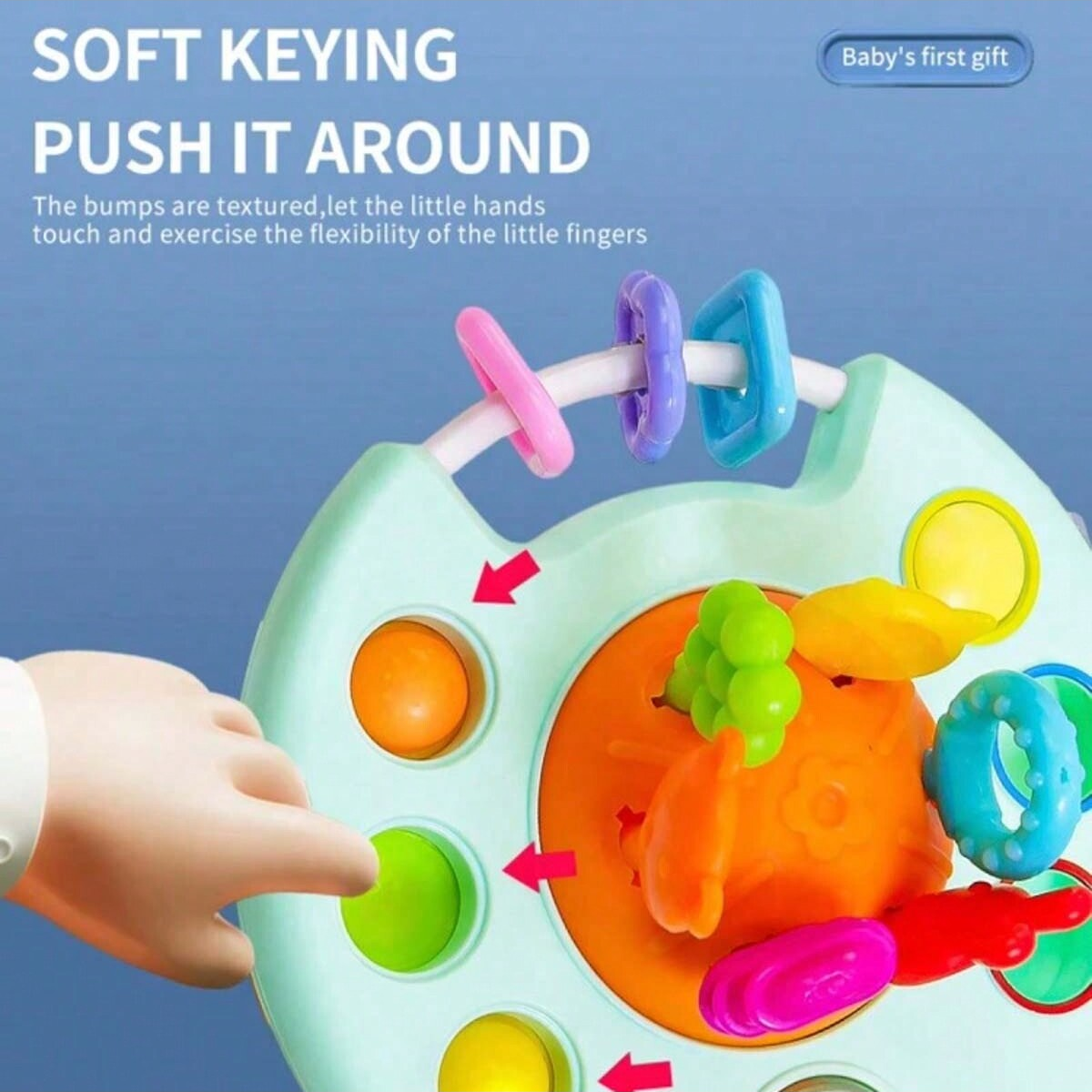 Activity Development Pull String Toys Silicone Teething Rattle Educational Learning Toy Baby Sensory Montessori Toys 