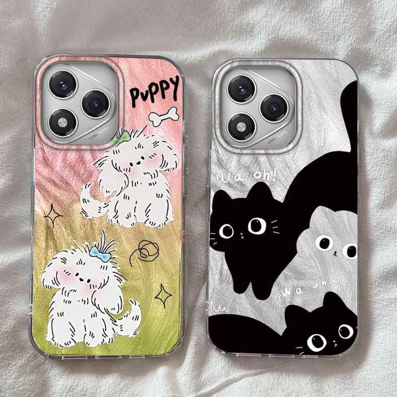 Cute Puppy Gradient Phone Case For Honor 400 Pro 200 Smart Magic 5 Magic6 Magic7 Lite X9a X9b X9c X8a X8b X7c Cover Black Cat