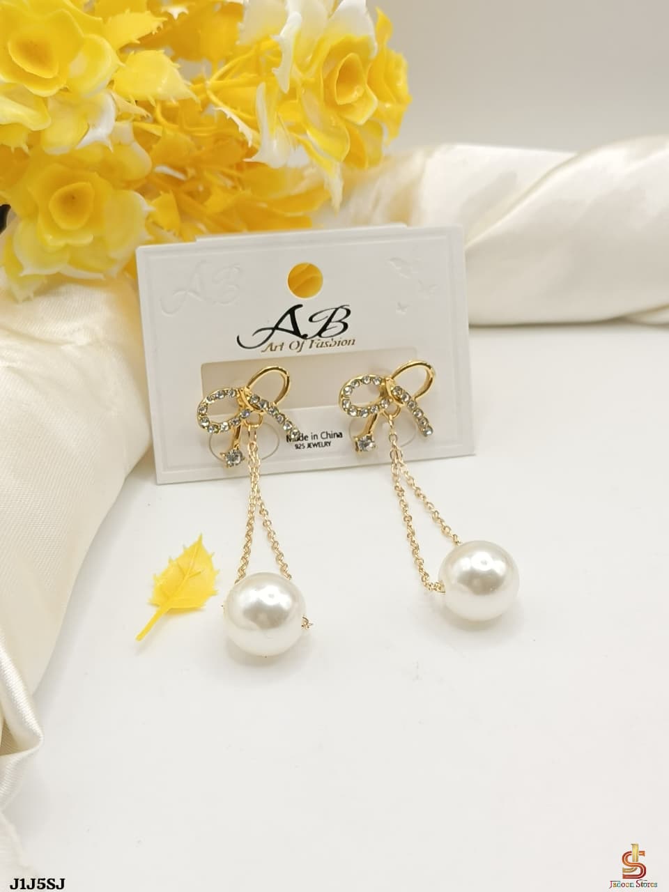 Pearl Drop Earrings for Girls | Trendy Bowknot & Long Chain Dangle | Gold/Silver Plated Korean Style Artificial Jewellery