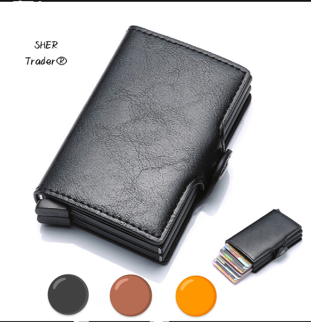 Antitheft Rfid Credit Card Holder Wallets Men Leather Aluminum Box ...