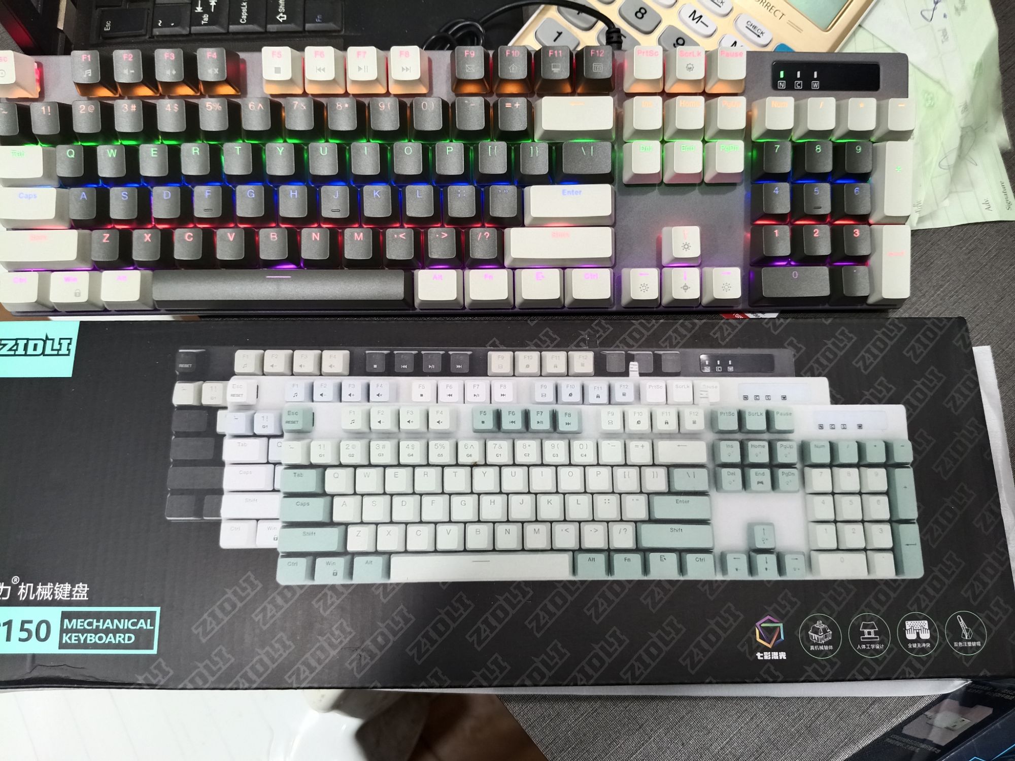 Mechanical Gaming Keyboard Blue Switches Anti-Ghosting  Keys Layout Backlight 13 Modes Adjustable RGB & Breathing RGB Adjustable Gaming Keyboard