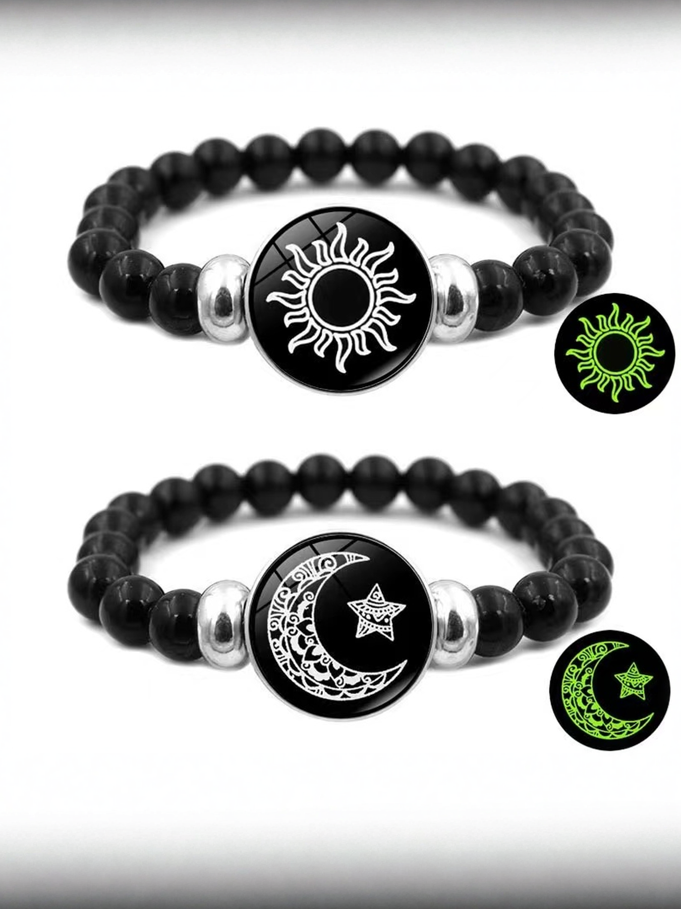 Sun and moon lovers couple leather glow-in-the-dark bracelets wholesale cross-border bestseller sun and moon jewelry accessory