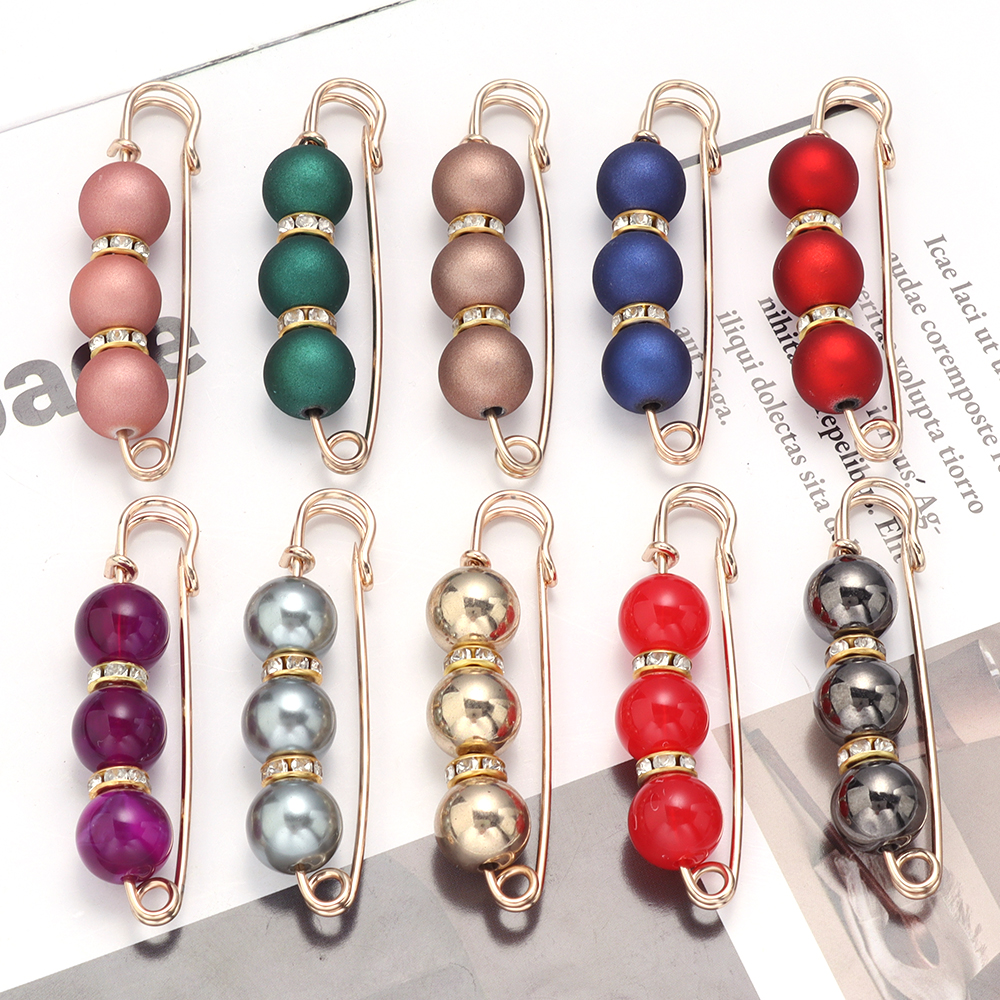 5pcs Imitation Pearl Rhinestone Brooch Fashion Tightening Safety Pins For Women Clothing Decoration Pants Waist Pins Accessories