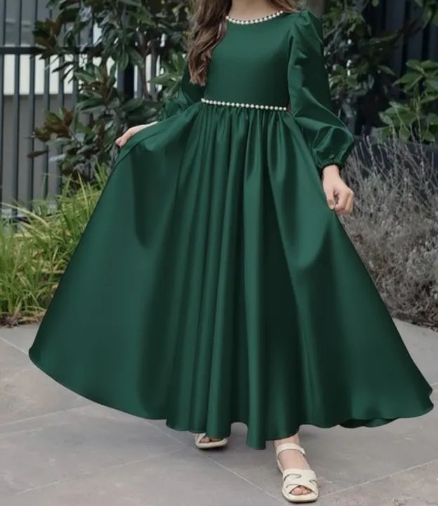 Pearl Beaded Lantern Sleeve Maxi Dress For Girls