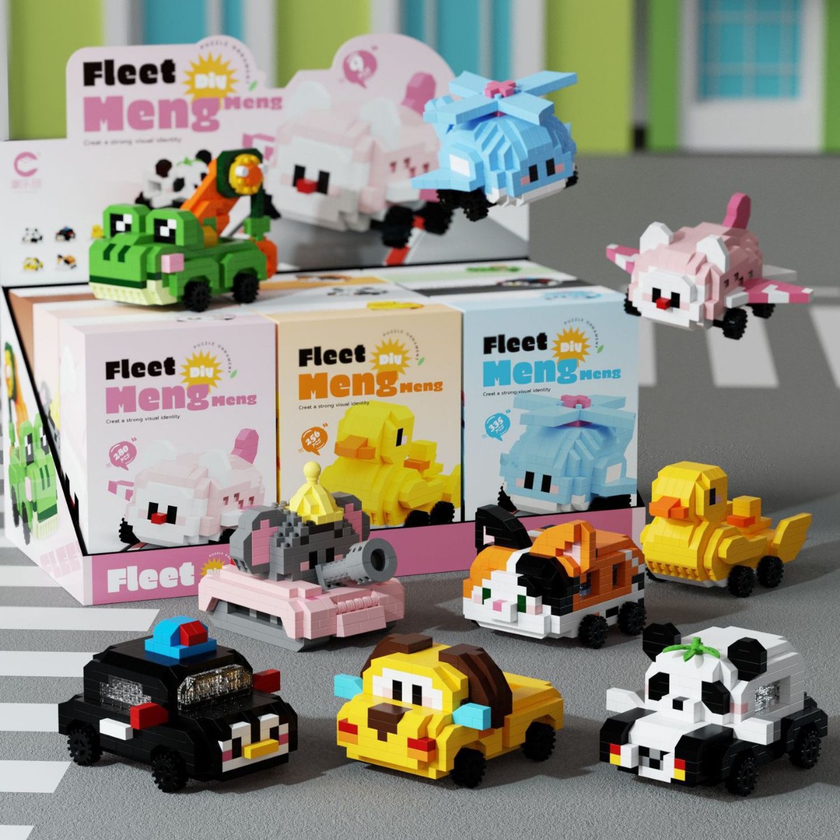 Cute panda lega Building Blocks animal-shaped car lega Toys Building Blocks Pandas Cartoon Model Brick Toy For Birthday 