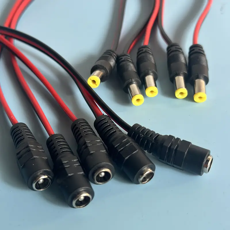 5 Pairs DC Power Plug and Socket Cable (5 Pcs Plug 5 Pcs Socket) 2.1mm X 5.5mm Jack Cable Wire Line Adapter Male Female DC Pigtail Connectors For CCTV Security Camera , Router and DIY project