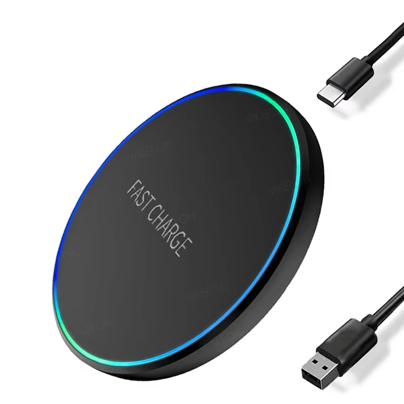 Mini Fast Wireless Charger Pad For iPhone 17 16 15 14 13 11 Pro Max Induction LED Light Charging Station For  