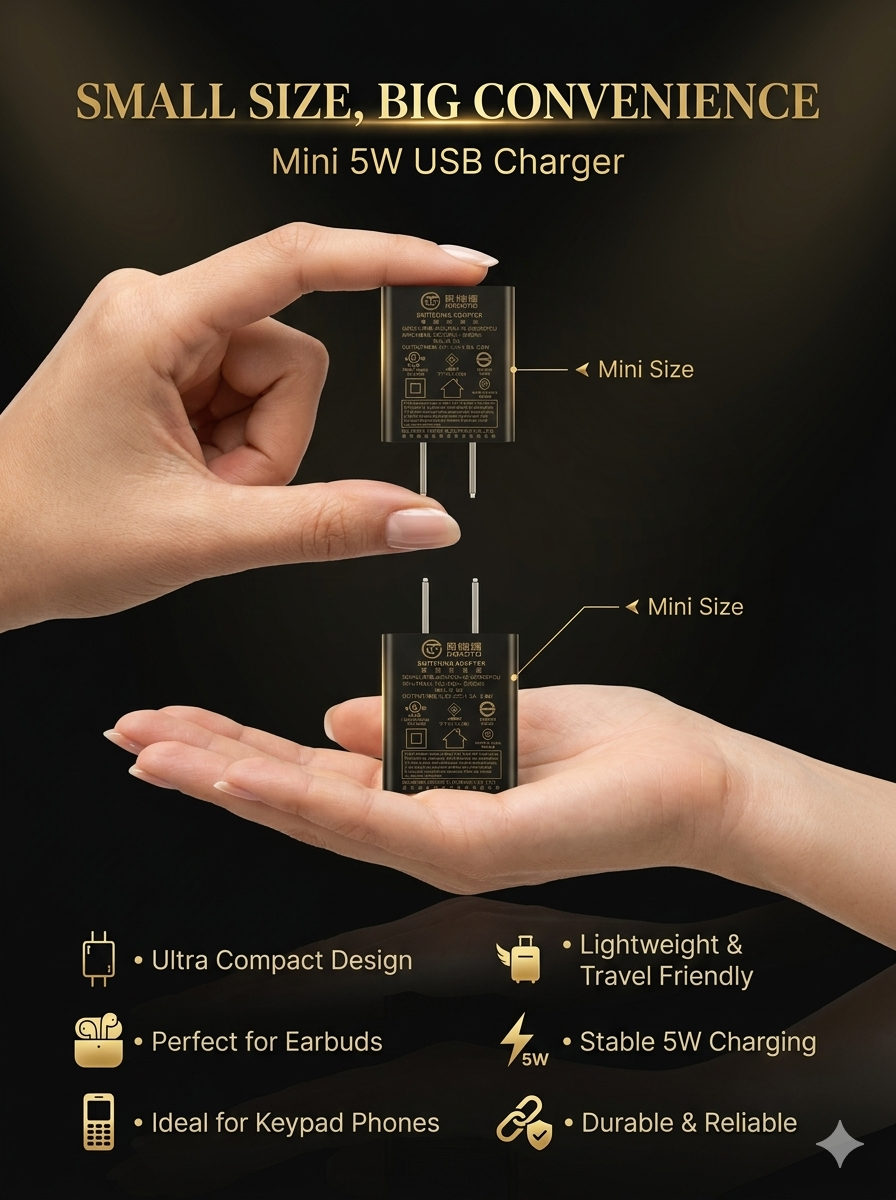 HONOTO Original 5W Charger Adapter | 5V 1A USB Wall Charger | Mini Travel Charging Adapter | Black