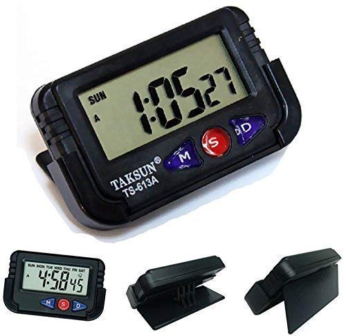 New Digital LCD Alarm Table Desk Car Calendar Clock Timer Stopwatch(Medium) (BlackColour, 1 pc)
