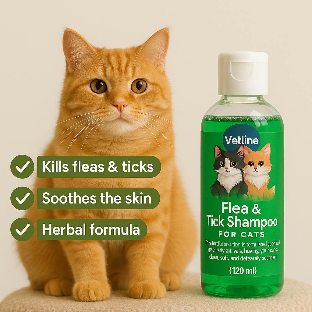 View of Vetline Flea & Tick Cat Shampoo – 120ml | Herbal Anti-Flea Shampoo ...
