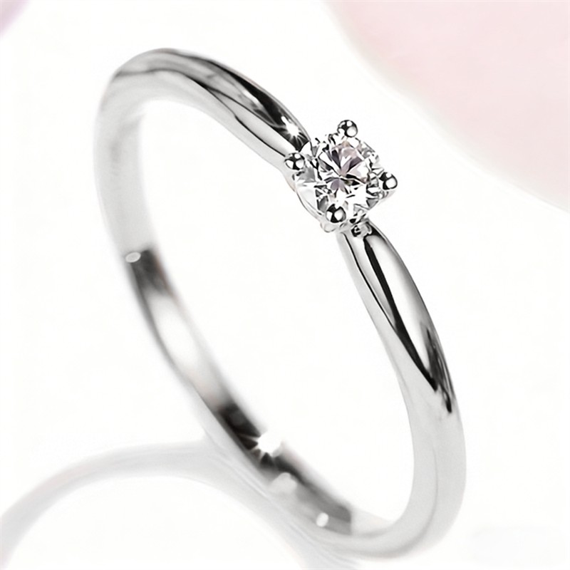 Huitan Single Cubic Zirconia Proposal Ring for Women Bridal Wedding Band Trendy Simple Style Engagement Accessories Jewelry