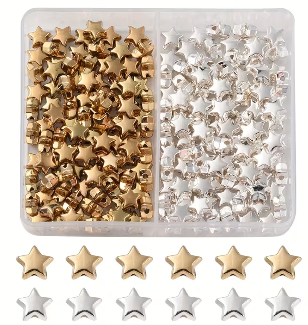 100pcs/500Pcs/100Pcs/ Acrylic Mini Star Beads, Cute Five-Pointed Star Spacer Beads, Loose Beads for Jewelry Making, Necklace, Pendant Charms, Keychain Accessories, Clothing Decoration Craft Supplies