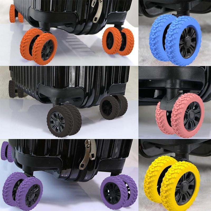 8PCS/Set Suitcase Wheels Protection Cover, Silent  Luggage Roller Cover Trolley Box Casters Cover Travel Luggage Caster