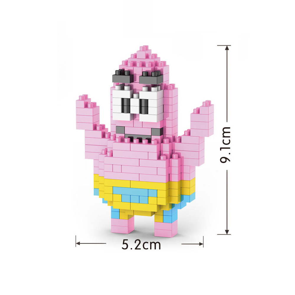 Yellow Sponge Cartoon Square Octopus Crab Mini Building Block Anime Character Brick Model DIY Assembly Toy Desktop Ornament 