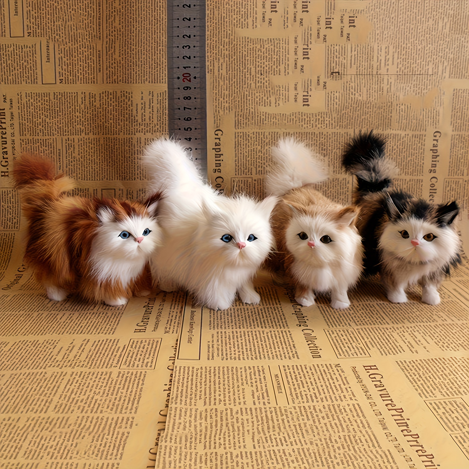 Soft Simulation Cat Plush Toys Stuffed Kitten Model Fake Cats Realist Animals for Birthday Valentine's Day 