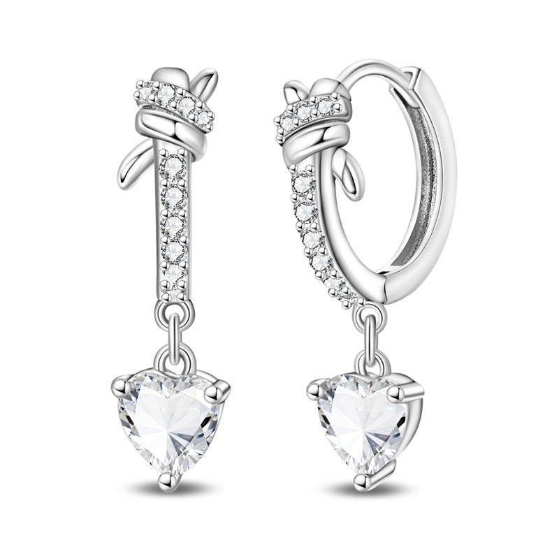 Original 925 Sterling Silver Exquisite Knotted Hoop Earrings Sparkling CZ Zircon Earrings For Women Fine Birthday Jewelry 