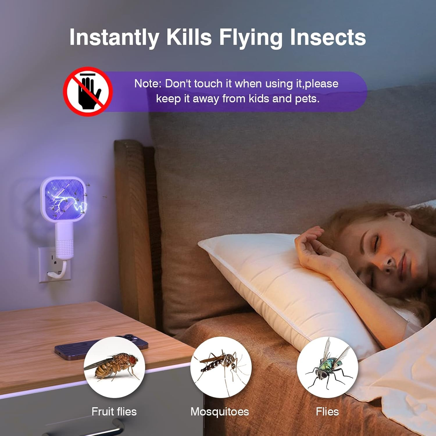 Electric Mosquito Racket/Killer Handheld Electric Fly Swatter Mosquito Anti Racket Bat with UV Light Racket Mini Electric Mosquito Repellent for Indoor & Outdoor