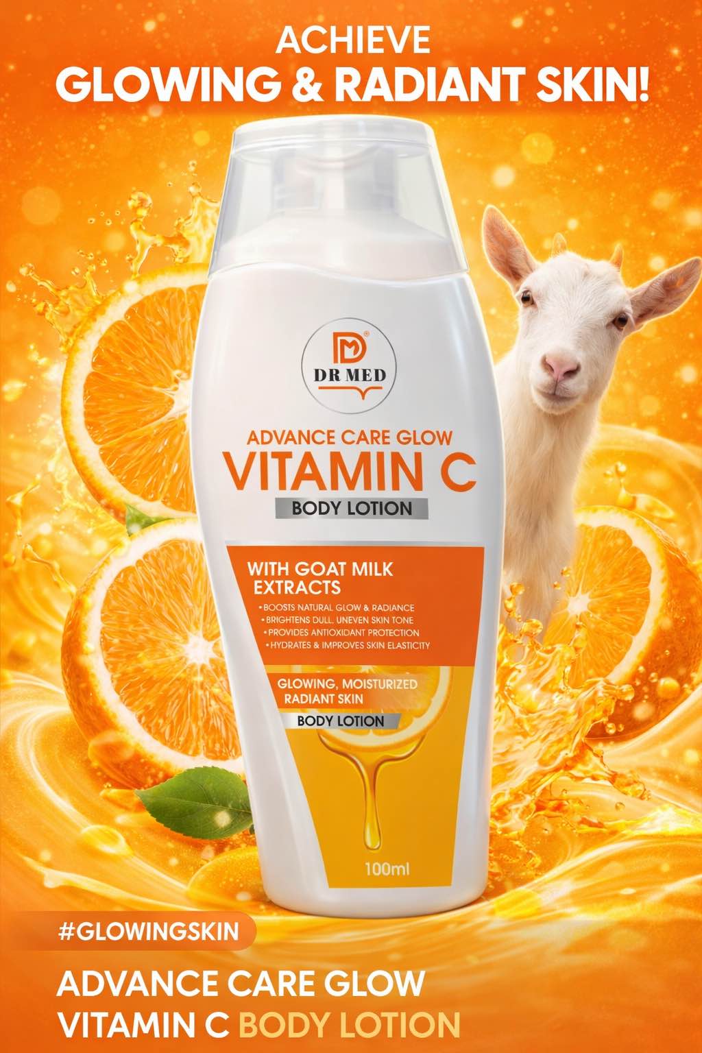Vitamin C + Goat Milk Whitening Body Lotion – Hydration, Glow & Soft Skin 100ml