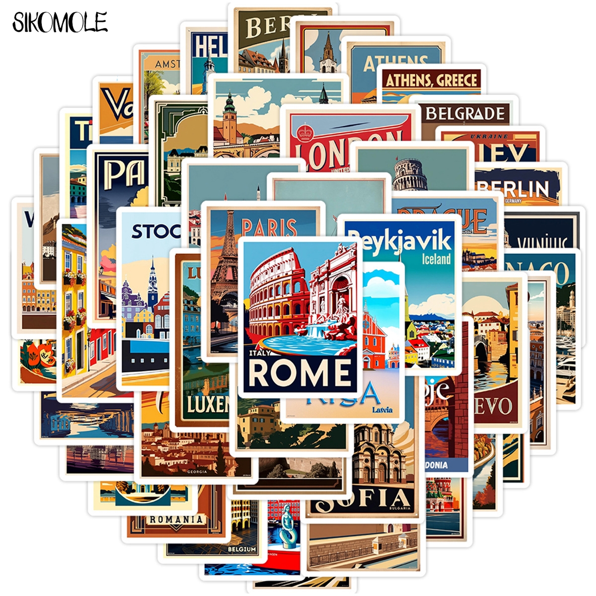 25pcs all country famous building travel stickers