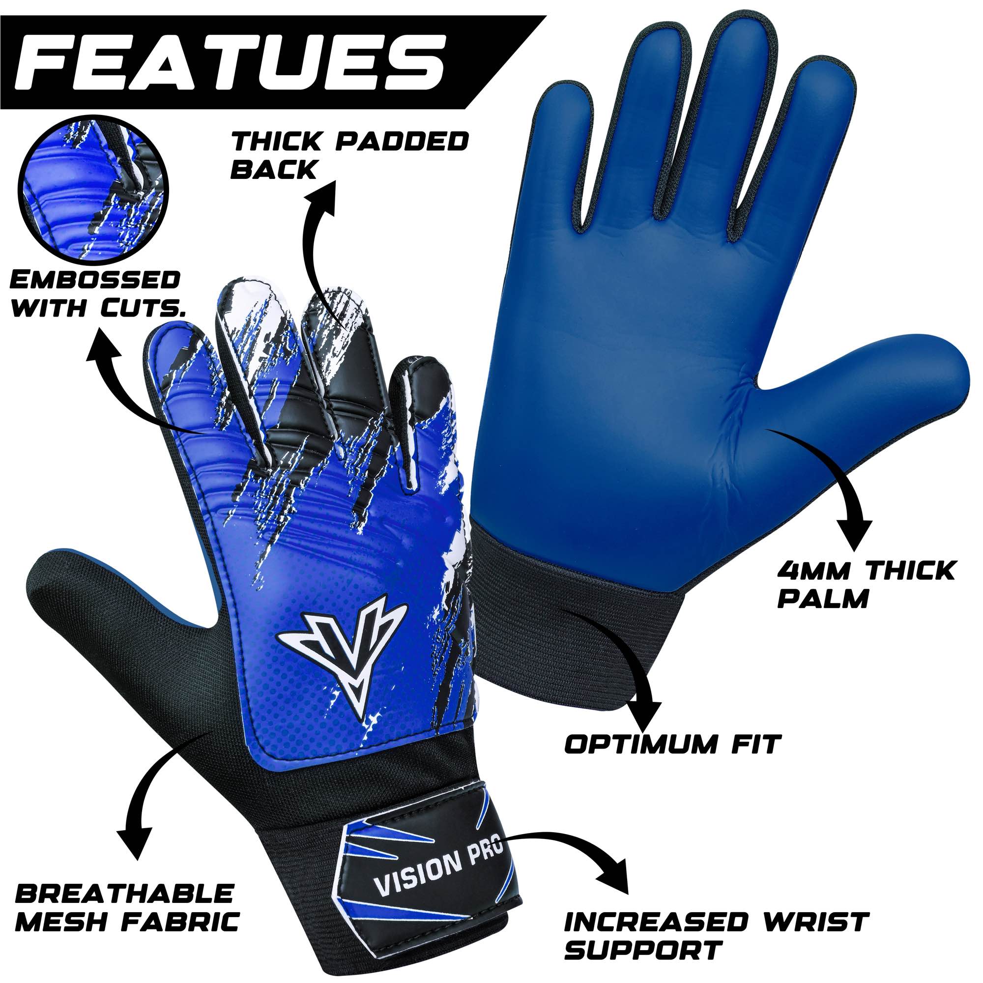 Kids Goalkeeper Gloves Soccer Goalie Football Glove Super Grip Training Gloves youth Sizes For Boys and Girls