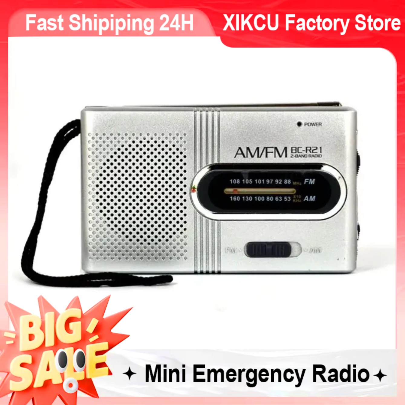 Emergency Pocket Mini Radio FM AM Radio Built-in Speaker Battery Operated Radio Receiver Best Player for Senior Home Walking