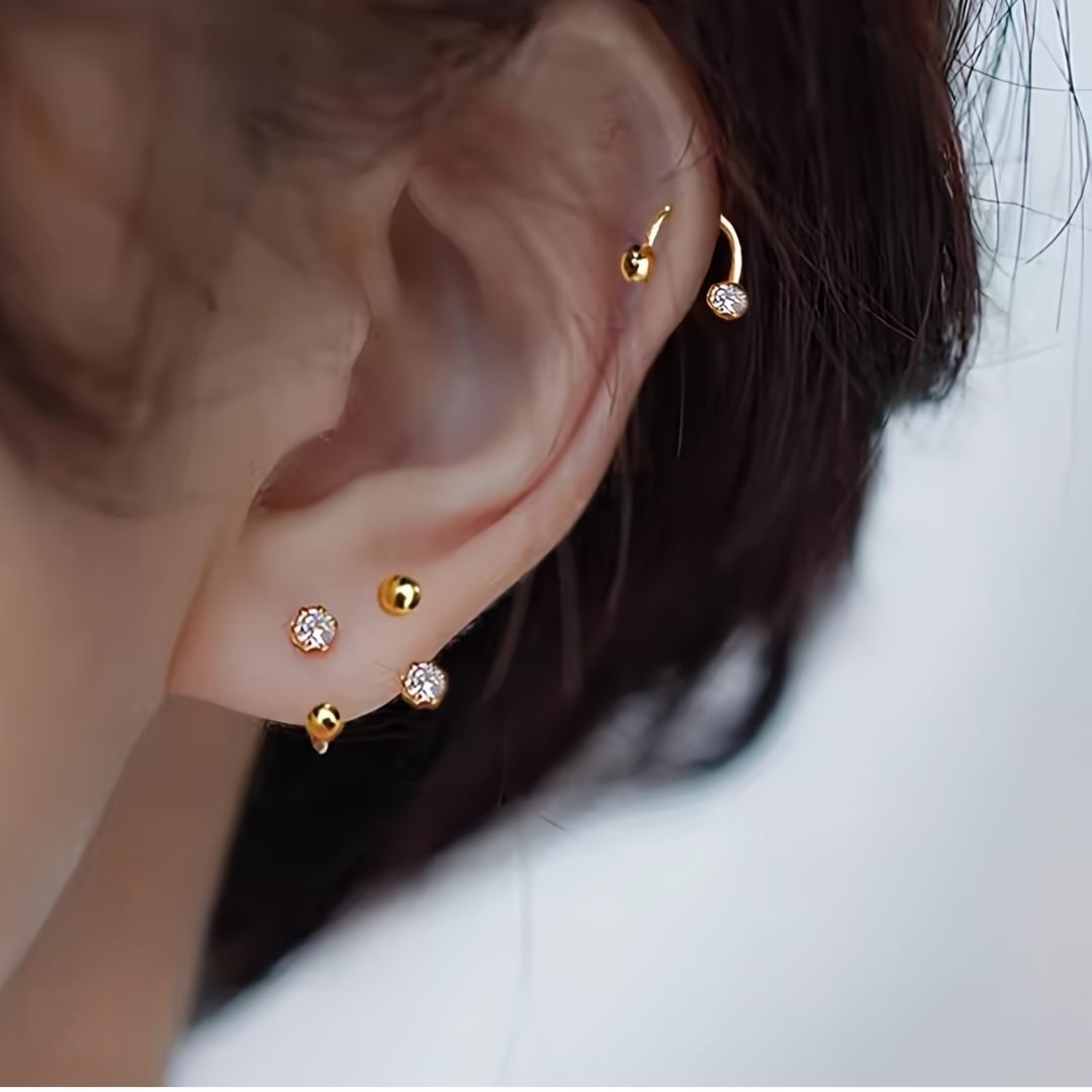 Premium Titanium Nose Pin & Ear Piercing Stud - Screw Back Zircon Multi-Piercing Jewelry for Nose, Lobe, Helix & Cartilage