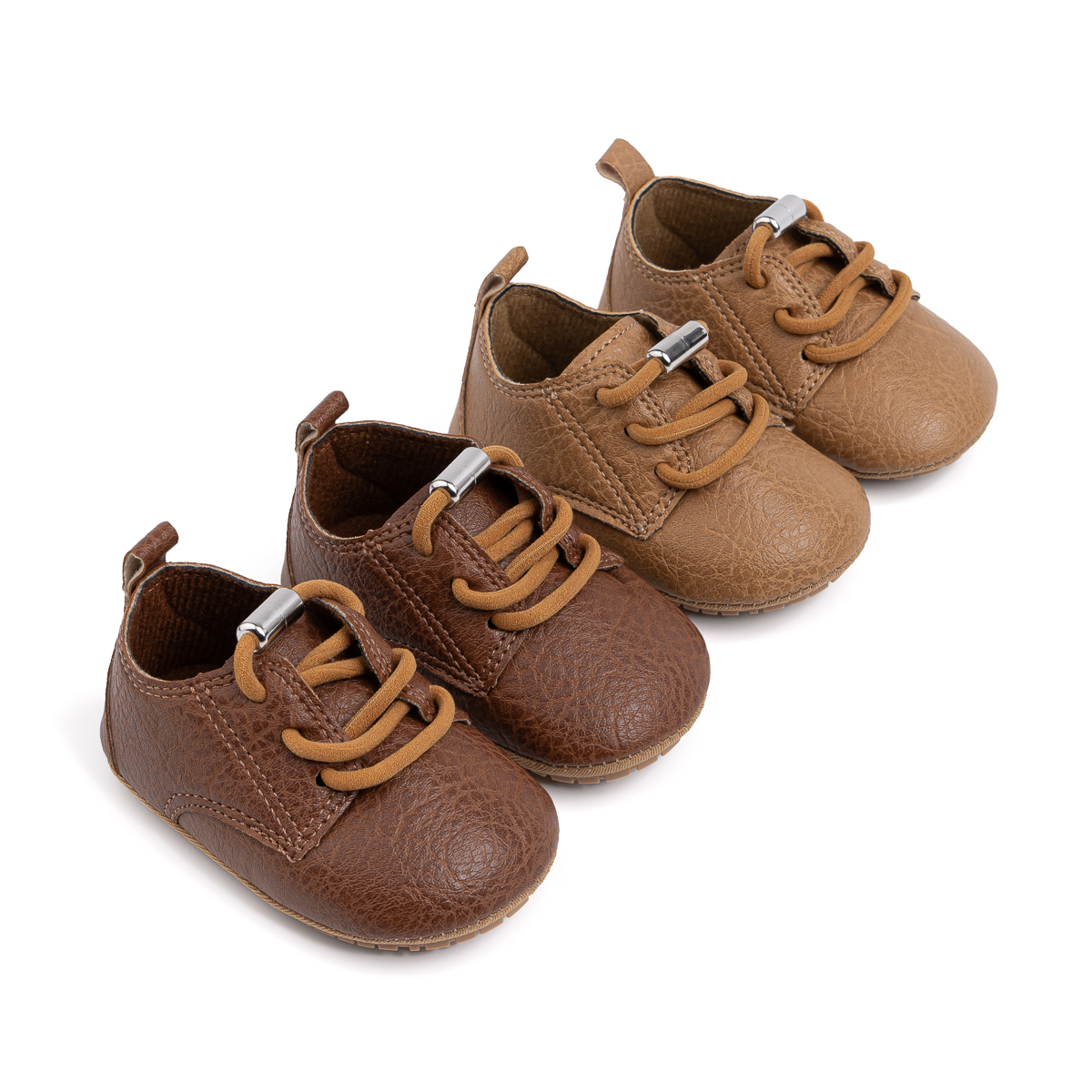 Boys Girls Shoes Retro Leather Casual Sneakers Lace Up Wear-resistant  Soft Anti-slip Sole Toddler First Walkers 2-colors